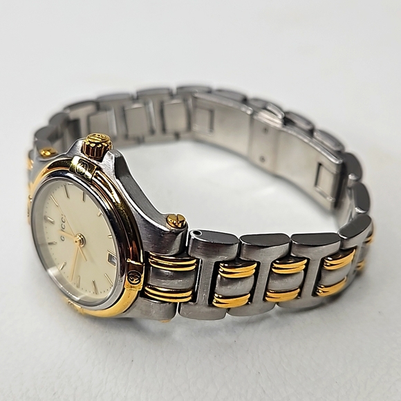Authentic Gucci Watch 9040L Ladies Dial Quartz Two-Tone Link Date Watch - Picture 3 of 13